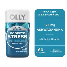 OLLY Ultra Strength Goodbye Stress Softgel, Stress Support, Ashwagandha, L-Theanine, 60 Count