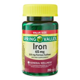 Spring Valley Iron Tablets Dietary Supplement Value Size;  65 mg;  200 Count
