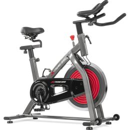 Indoor Cycling Bike 4-Way Adjustable Handlebar & Seat LCD Monitor/ Pulse Sensor for Home Cardio Workout Belt Drive Stationary Exercise Bike RT