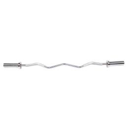 4ft Steel Double Copper Sleeve Double Bearing Threaded Non-slip Curved Barbell Bar Silver